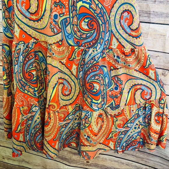MSK Dress Sleeveless Paisley Orange Multi - Picture 3 of 7